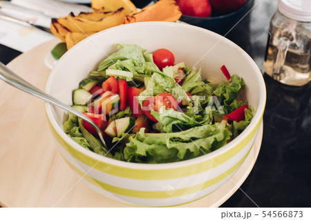 Delicious fresh salad in a bowl.Close-up of tasty 54566873