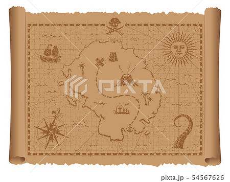 a map illustration of an old tattered treasure stock illustration 54567626 pixta