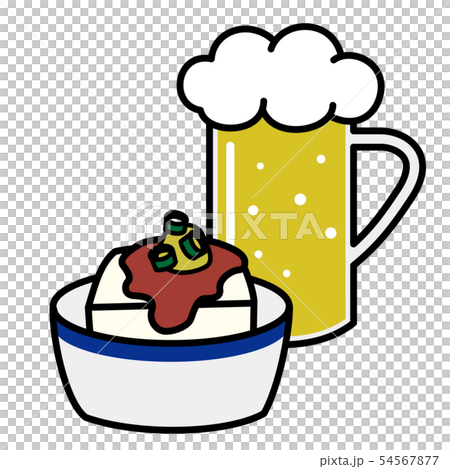 ビールと冷奴のイラスト素材