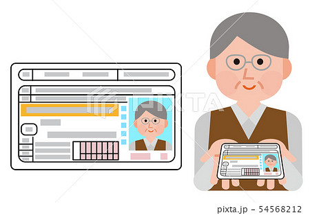 運転免許証を返納する年配の男性　イラスト 54568212