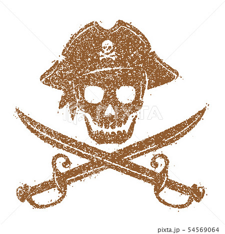 海賊旗 海賊マーク ドクロマーク ベクターイラスト かすれ ヴィンテージ のイラスト素材 54569064 Pixta