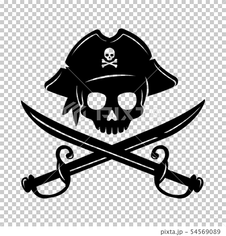 Pirate flag. Skull and bones on black ribbon - Stock Illustration  [89990689] - PIXTA