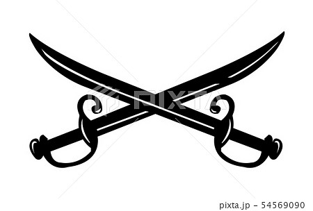 クロスしたサーベル 海賊旗 海賊マーク ベクターイラストのイラスト素材
