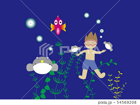 シュノーケリングのイラスト素材