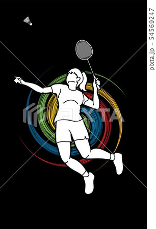 Badminton player action, Sport action vector 54569247