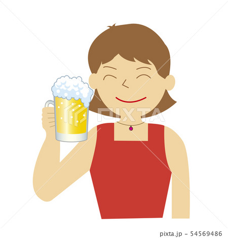 ビールを飲む女性のイラスト素材