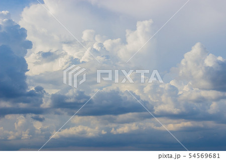 Puffy clouds sky background, natural aerial view 54569681