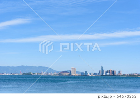 海から見た福岡市百道一帯　色普通素材 54570555