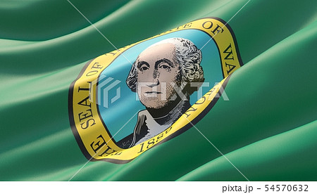 Flag of Washington - United States of America states flags collection. 3D illustration. Flag of Washington - United States of America states flags collection. 3D illustration. 54570632