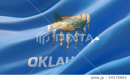 Flag of Oklahoma - United States of America states flags collection. 3D illustration. Flag of Oklahoma - United States of America states flags collection. 3D illustration. 54570663