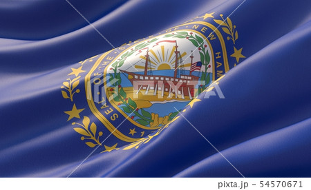 Flag of New Hampshire - United States of America states flags collection. 3D illustration. 54570671