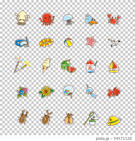 Summer feature icon set [handwriting style] 54571120
