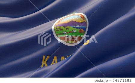 Flag of Kansas - United States of America states flags collection. 3D illustration. 54571192