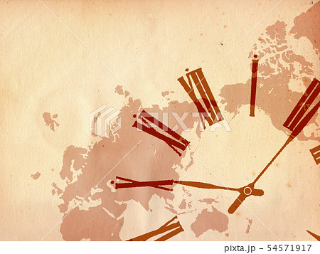 ビジネスイメージ 世界地図 時計 スケジュール 日本地図 古い地図のイラスト素材