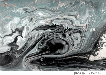 Marbling pattern. Golden powder marble liquid texture. 54574122