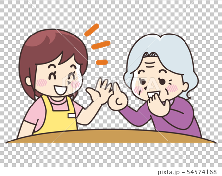 護老者女人和高級女人交談 護老者女人和高級女人交談 54574168