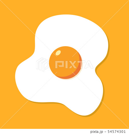 Fried egg breakfast cartoon icon isolated. Flat omelet meal yolk logo shape symbol design 54574301