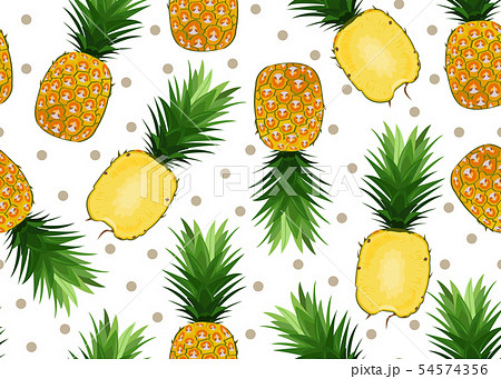Pineapple seamless pattern on white background. 54574356