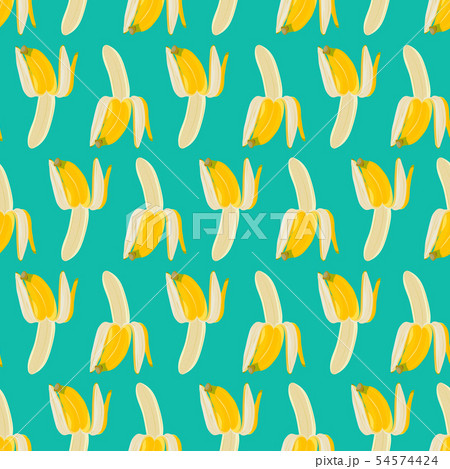 Half peeled banana seamless pattern on green Half peeled banana seamless pattern on green 54574424