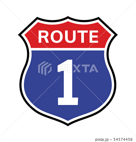 1 route sign icon. Vector road 1 highway interstate american freeway us california route symbol 54574456