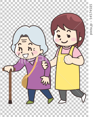 Caregiver woman who walks to elderly woman 54574585