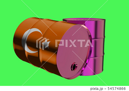 Two Metal Industrial Oil Barrels with Turkish flag Two Metal Industrial Oil Barrels with Turkish flag 54574866