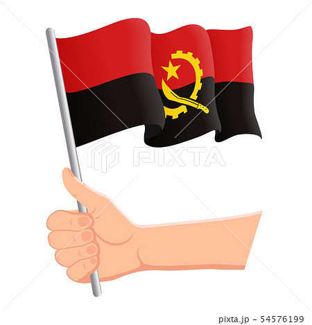 Hand holding and waving the national flag of Angola. Fans, independence day, patriotic concept 54576199