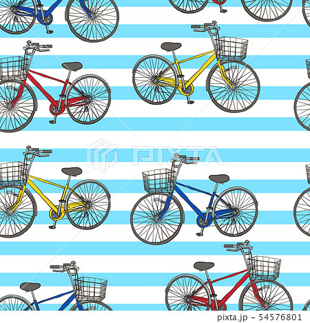 自転車壁紙 シームレス青のイラスト素材