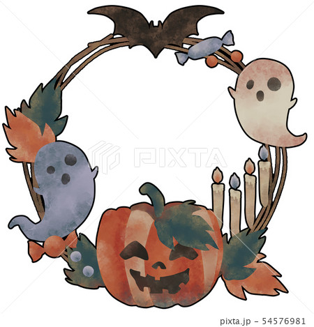ハロウィン リース 黒フチのイラスト素材 [54576981] - PIXTA