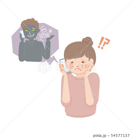 詐欺電話に驚く主婦（女性） 54577137