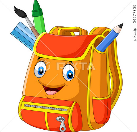 Cartoon school backpack on white background 54577359