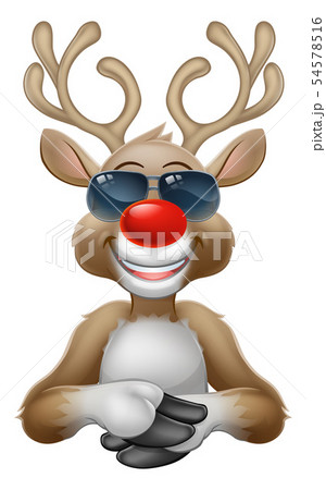 Cool Christmas Reindeer Cartoon Deer In Sunglassesのイラスト素材