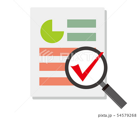 ファイル ドキュメント 用紙 文章 虫眼鏡のイラスト素材