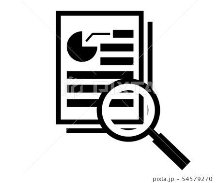 ファイル ドキュメント 用紙 文章 虫眼鏡のイラスト素材