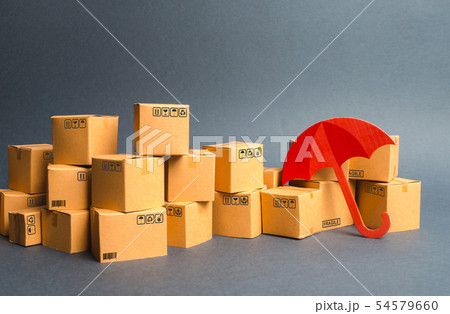 Many cardboard boxes and umbrella 54579660
