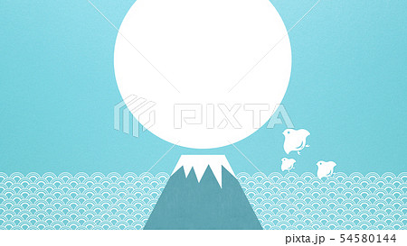 背景 和 和風 和柄 和紙 夏 水色 波 富士山 千鳥 太陽 月のイラスト素材