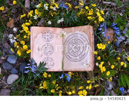 Open book with wiccan festivals Open book with wiccan festivals 54580625