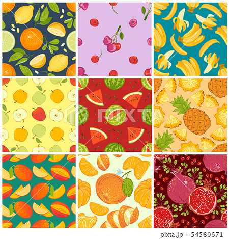 Fruit Pattern Seamless Vector Fruity Background のイラスト素材