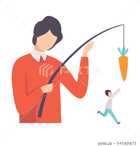 Businessman Using Bait Leading Another Man, Manipulation of People Concept Vector Illustration 54580875