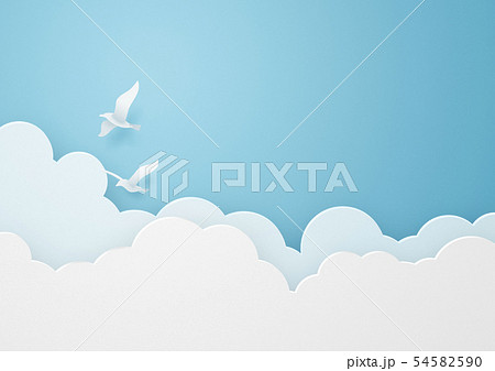 ペーパークラフト-空-雲-鳥-バカンス 54582590