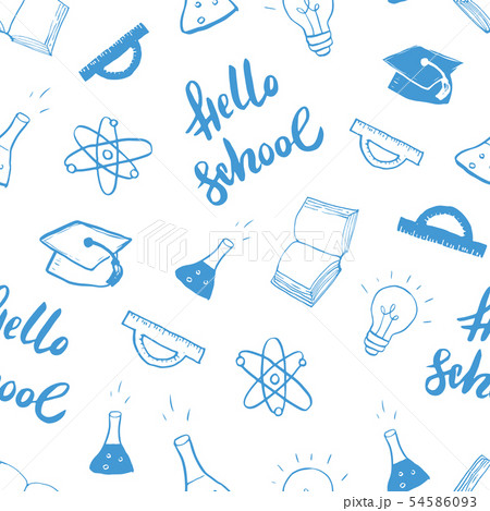 School seamless pattern Hand Drawn Doodles, Vector 54586093