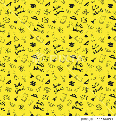 School seamless pattern Hand Drawn Doodles, Vector 54586094