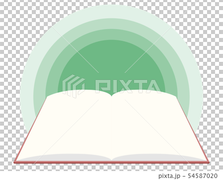 開いた本 緑 背景ありのイラスト素材