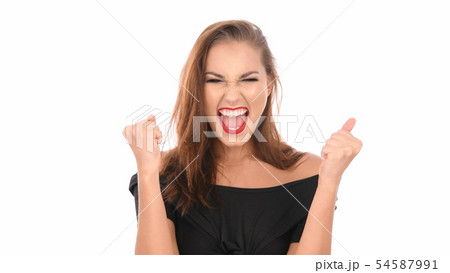 Beauty concept. Women are glad for her success on Beauty concept. Women are glad for her success on 54587991