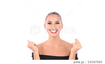 Beauty concept. The girl is sending kisses on a 54587995