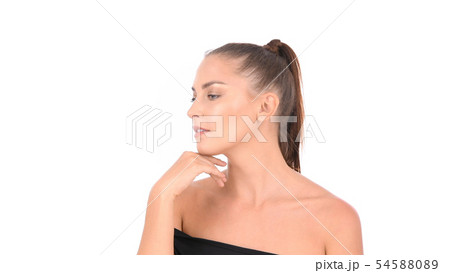 Beauty concept. The woman was touching her skin Beauty concept. The woman was touching her skin 54588089
