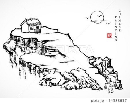 Watercolor ink paint art vector texture 54588657