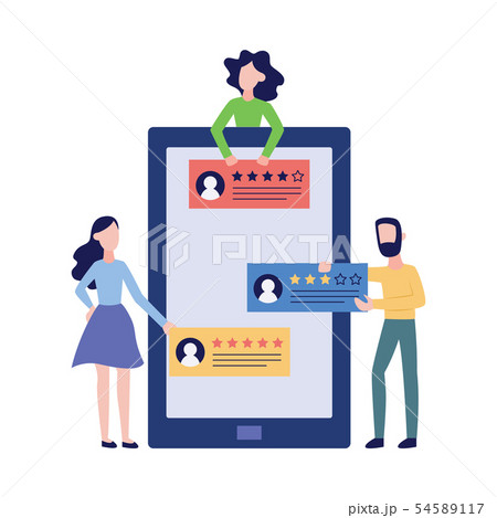 People give review feedback or send rating messages flat vector isolated on white. 54589117