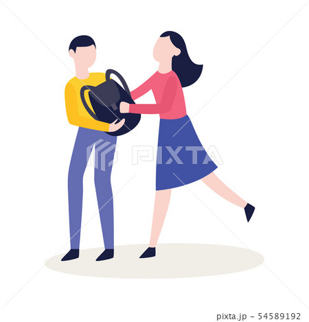 Abuser boy bullying a girl flat vector illustration isolated on white background. 54589192