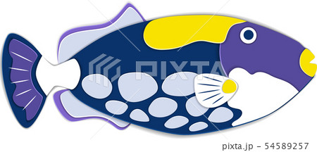 Reef fish in paper art style 54589257